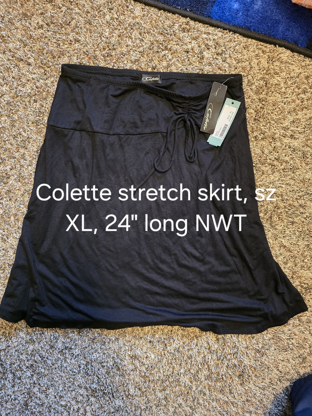 Black Stretch Drawstring Skirt -